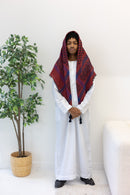 Berry Red and Black Imamah/Shemagh/Keffiyyah Arab Men's Scarf