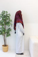Berry Red and Black Imamah/Shemagh/Keffiyyah Arab Men's Scarf