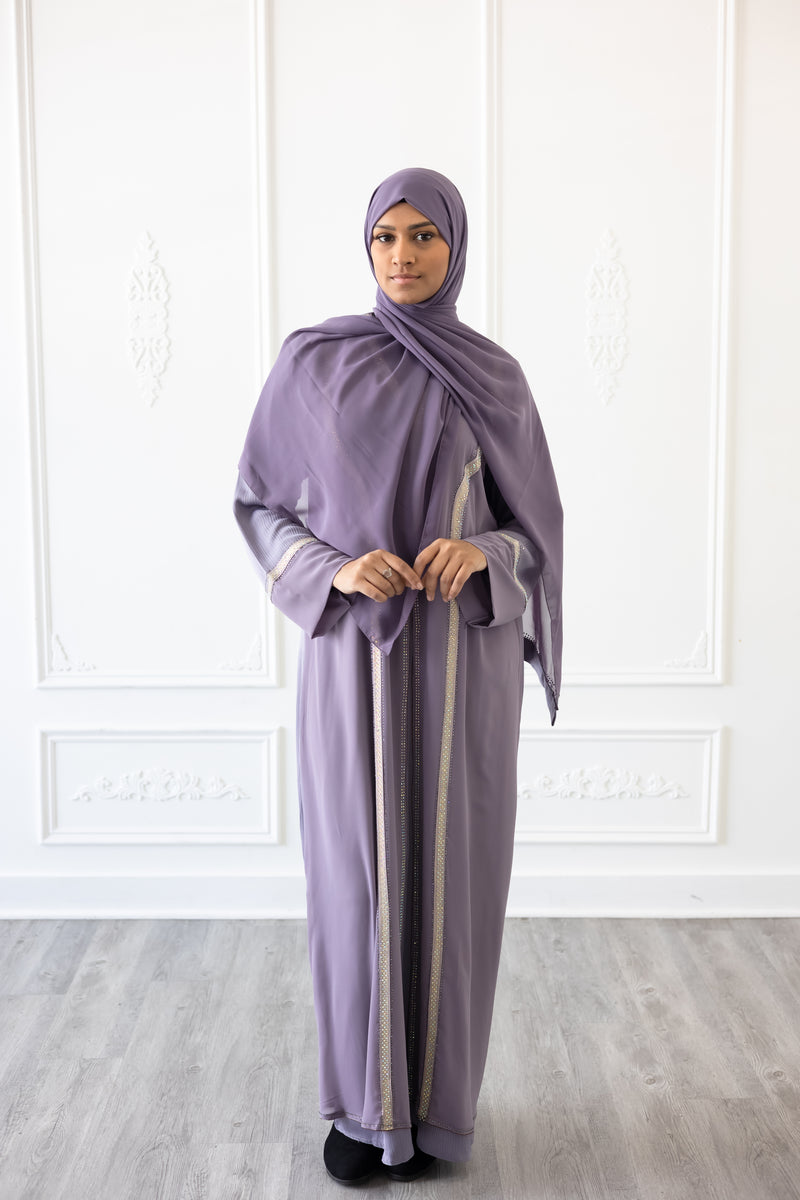 Lilac Chiffon Layered Glam Abaya