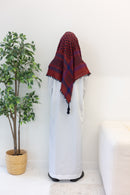Berry Red and Black Imamah/Shemagh/Keffiyyah Arab Men's Scarf