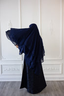 Chiffon Three Layered Princess Khimar - Midnight Blue (C63)