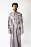 Saudi Collared Thobe - Light Taupe