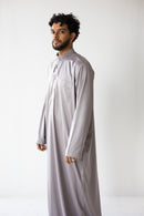 Saudi Collared Thobe - Light Taupe