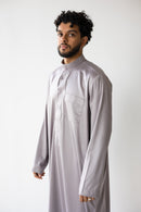 Saudi Collared Thobe - Light Taupe