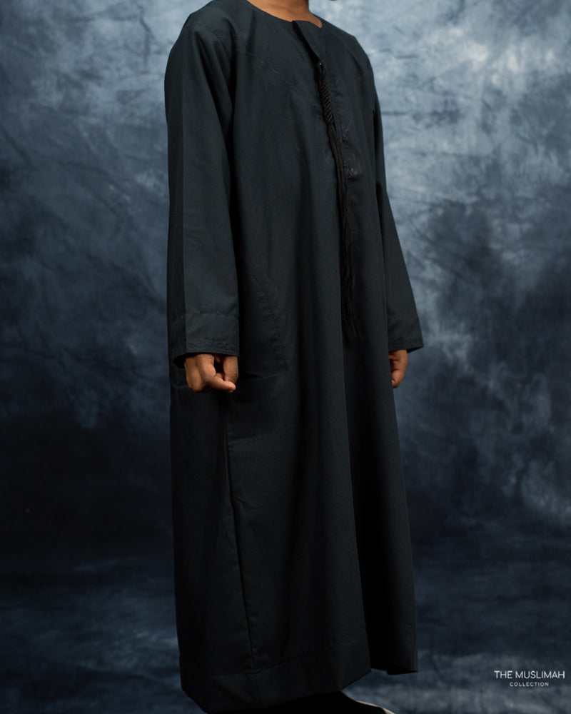 Mini Muslim Boys Thobe Pure Black