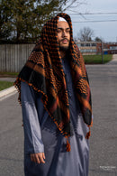 Black and Orange Imamah/Shemagh/Keffiyyah Arab Men's Scarf
