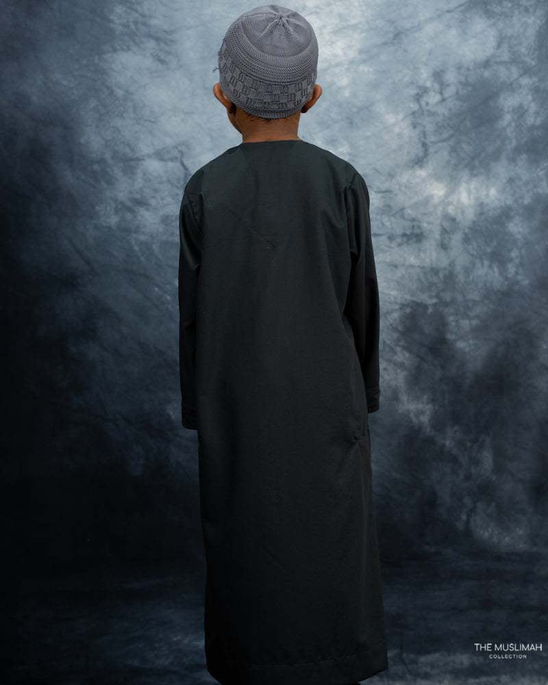 Mini Muslim Boys Thobe Pure Black