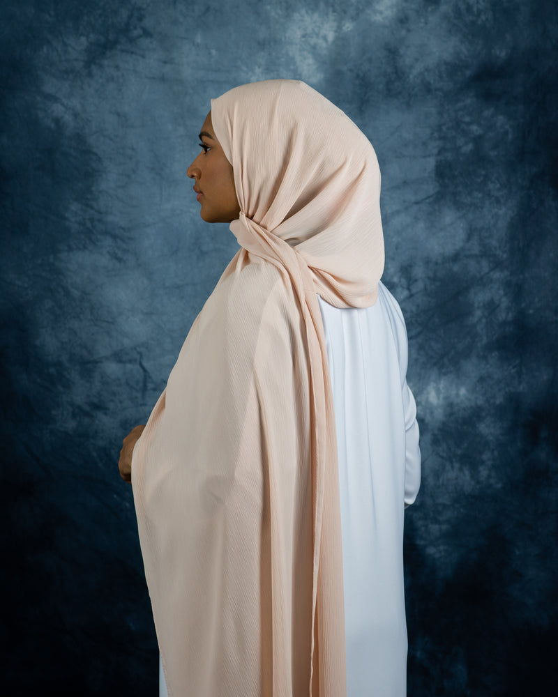 Tan Silk Crinkle Chiffon Hijab