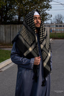 Imamah/Shemagh/Keffiyyah Arab Men's Scarf - Black and Cream