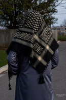 Imamah/Shemagh/Keffiyyah Arab Men's Scarf - Black and Cream