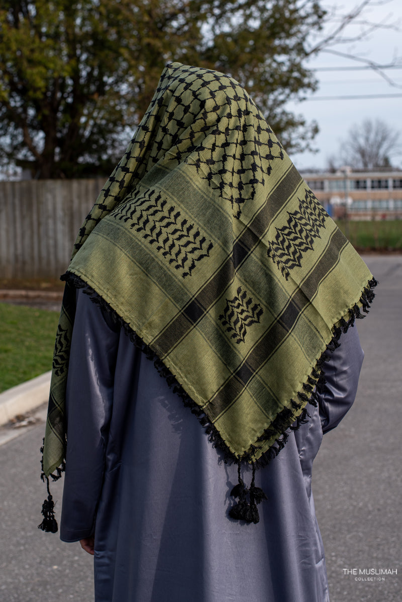 Imamah/Shemagh/Keffiyyah Arab Men's Scarf - Sage Green and Black