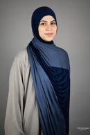 Jersey XL Hijab - Two Toned Navy and Sky Blue