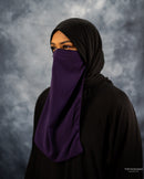 Eggplant Purple Crepe Chiffon Elastic Half Niqab
