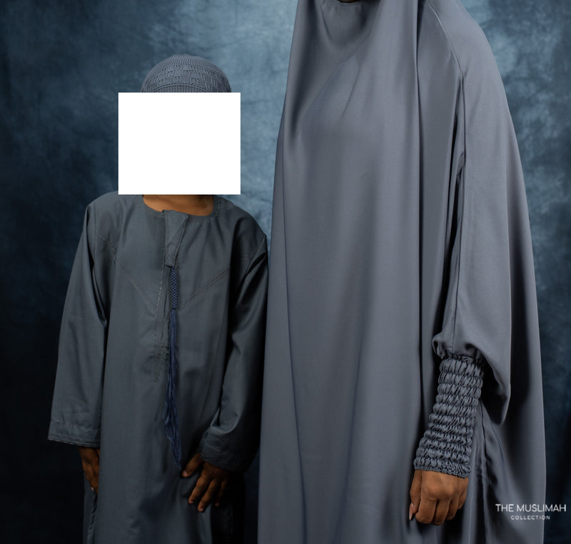 Mini Muslim Boys Thobe - Shark Grey