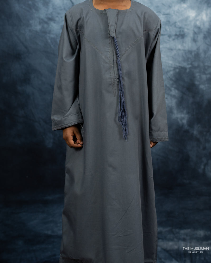 Mini Muslim Boys Thobe - Shark Grey