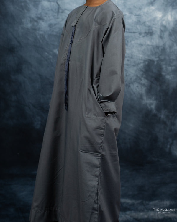 Mini Muslim Boys Thobe - Shark Grey