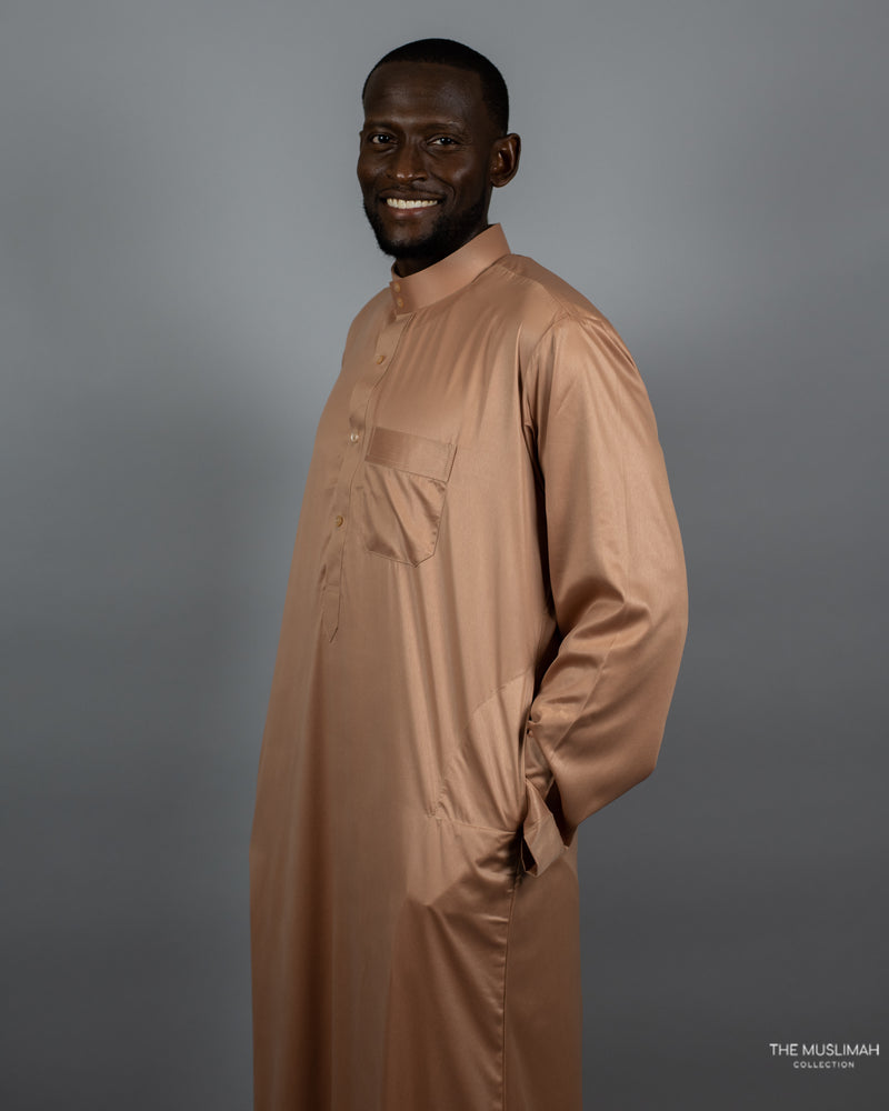 Camel Brown Saudi Collar Thobe Jubbah