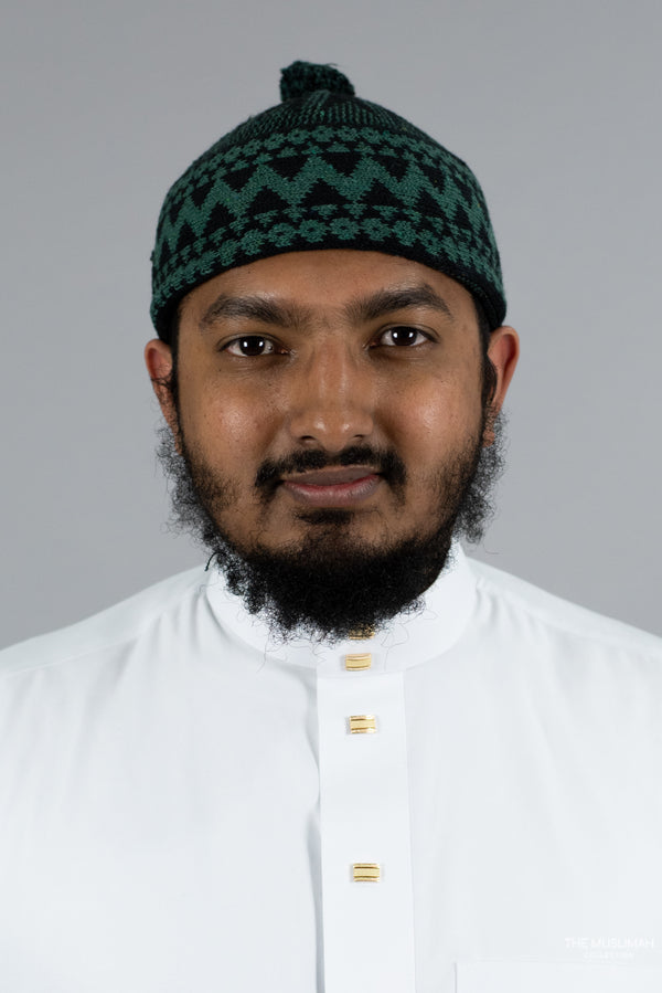 Evergreen and Black Hadith Disciple Zig Zag Kufi/Skull Cap