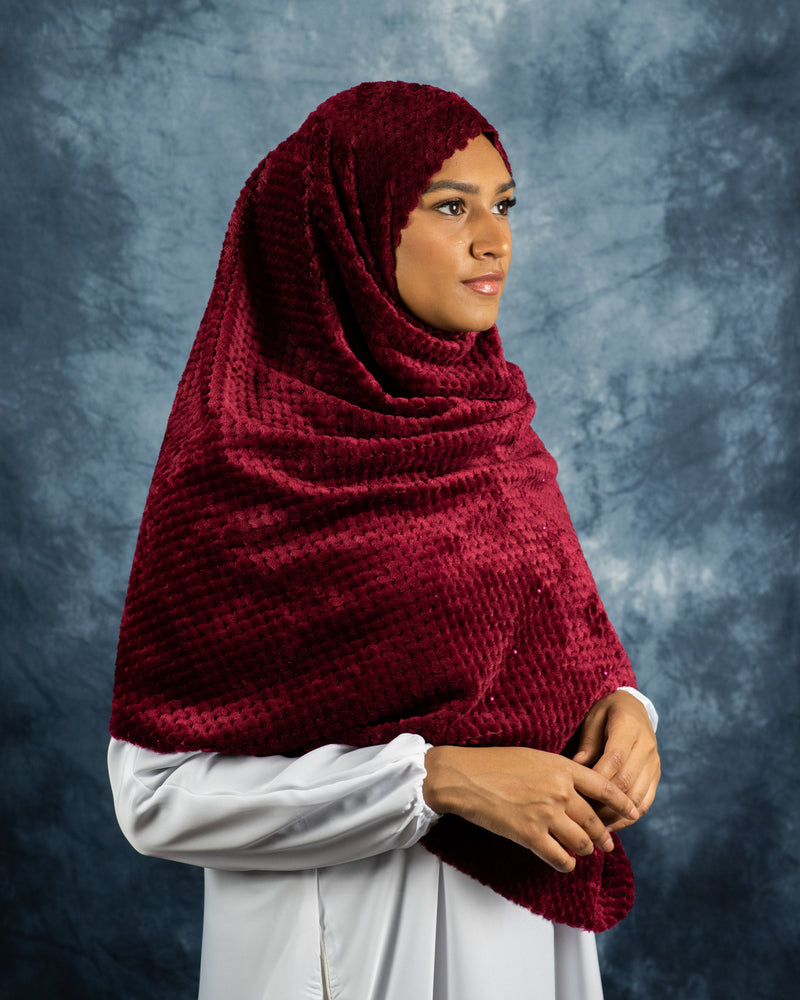 Fluffy Faux Fur Winter Scarf Maroon