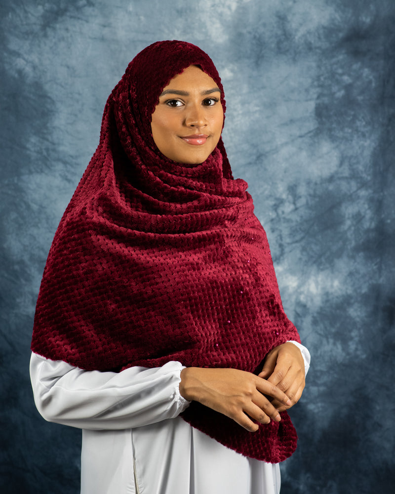 Fluffy Faux Fur Winter Scarf Maroon