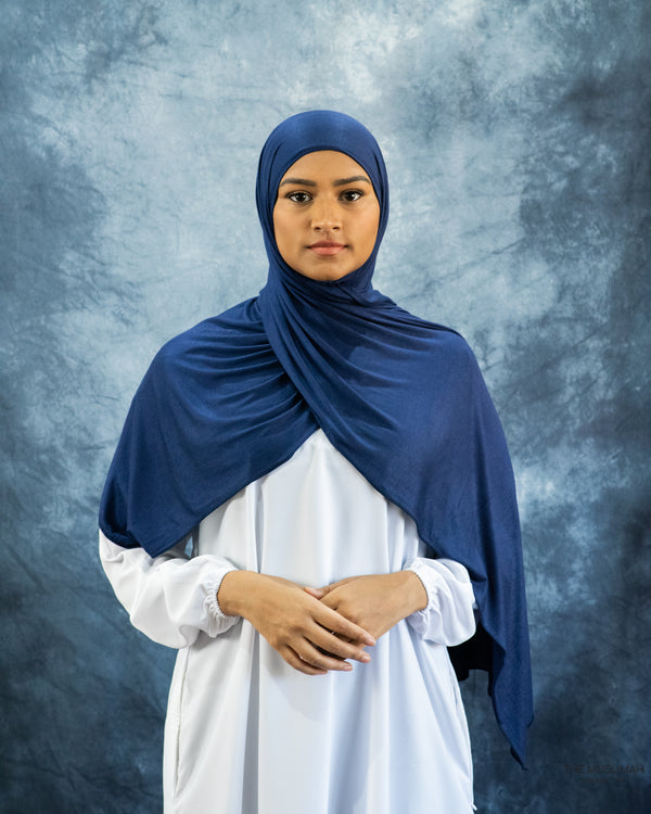 Navy Blue Jersey Hijab