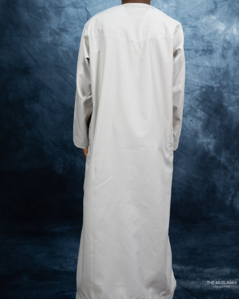 Mini Muslim Boys Thobe Cloud Grey for Kids/Boys