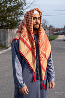 Light Cream and Red Imamah/Shemagh/Keffiyyah Arab Men's Scarf