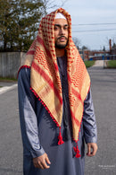Light Cream and Red Imamah/Shemagh/Keffiyyah Arab Men's Scarf