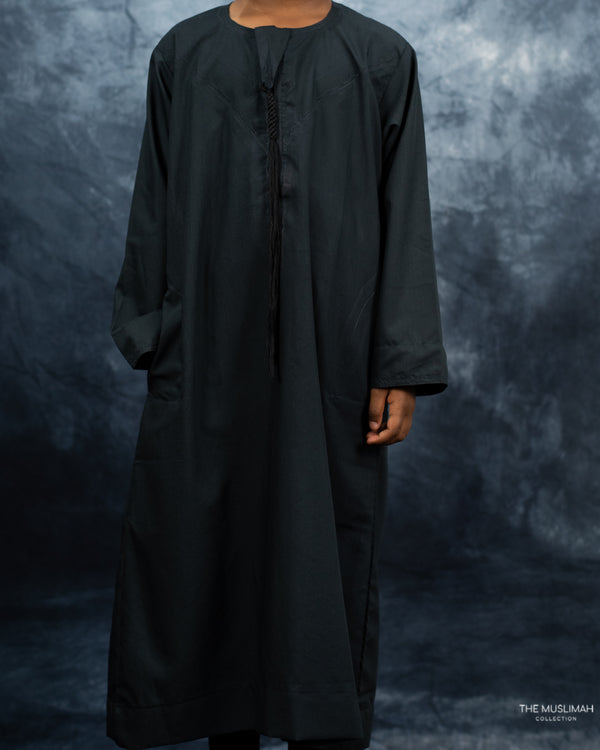 Mini Muslim Boys Thobe Pure Black