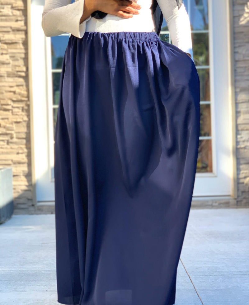 Navy Blue Nida Flowy Skirt