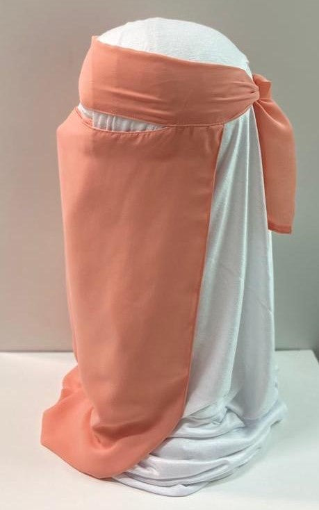 Light Peach Coral One Piece Single Layer Tie Back Niqab