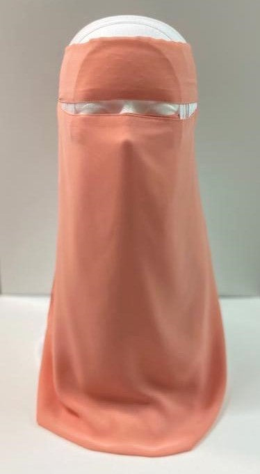 Light Peach Coral One Piece Single Layer Tie Back Niqab