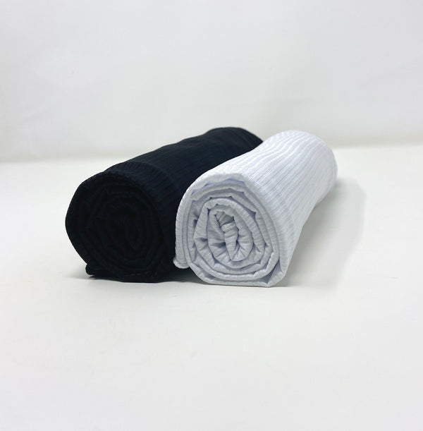 Ribbed Jersey Hijab Bundle Set 2 for $20: Black and White