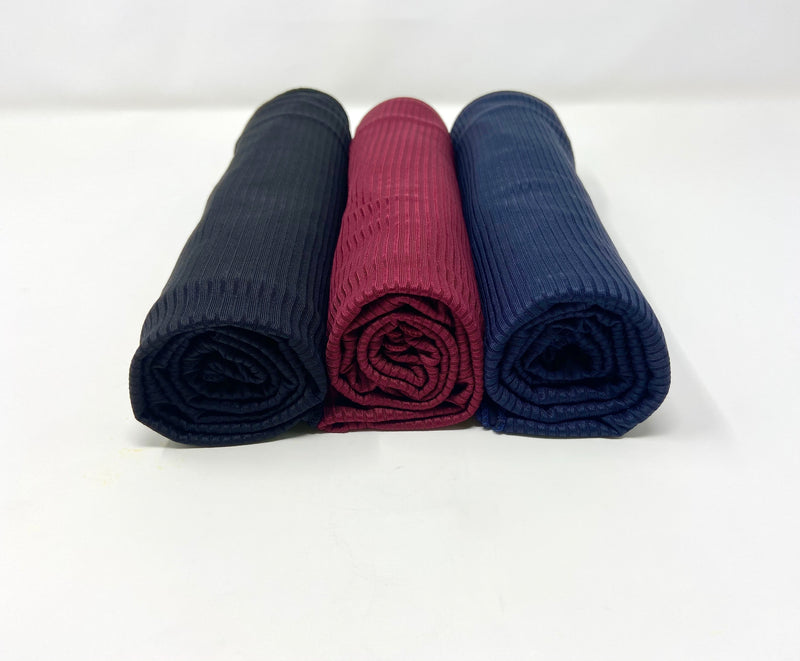 Ribbed Jersey Hijab Bundle Set: Navy Blue, Maroon and Black