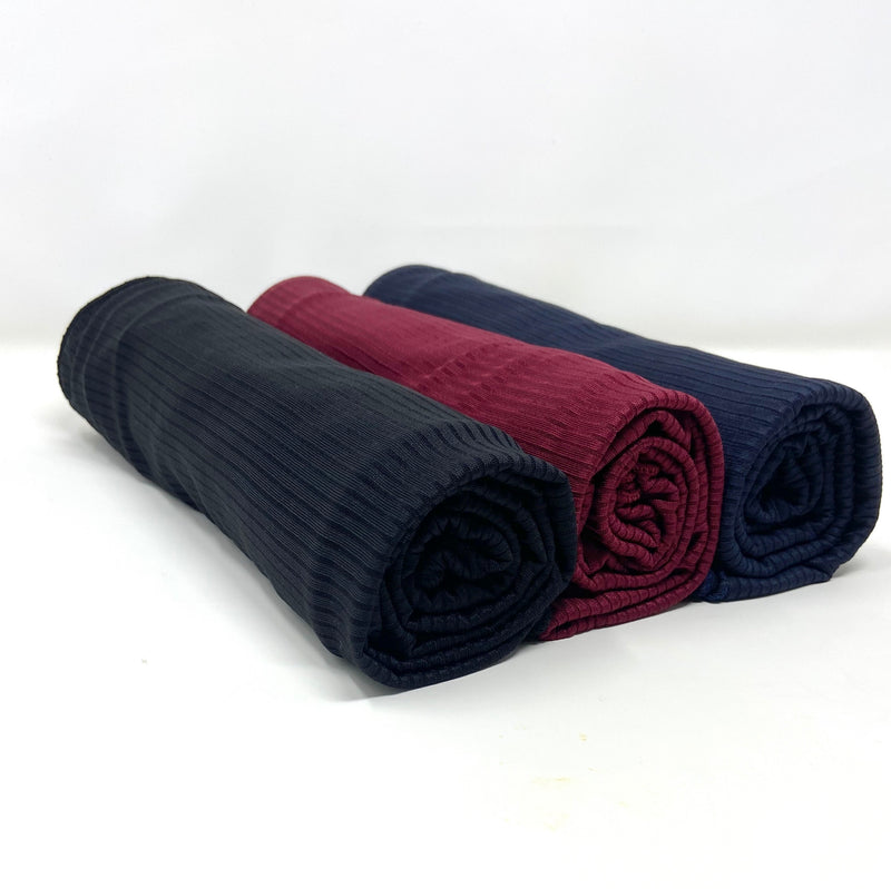 Ribbed Jersey Hijab Bundle Set: Navy Blue, Maroon and Black