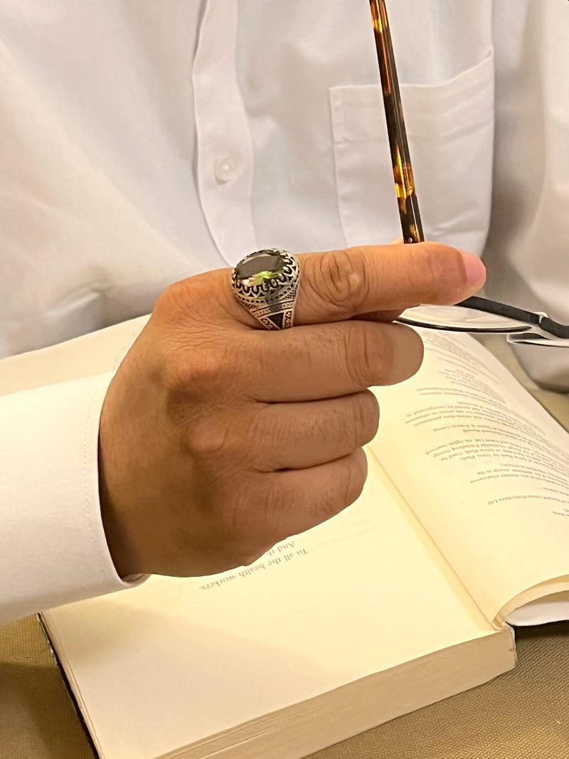 Arch Citrine Sterling Silver Mens Islamic Ottoman Ring